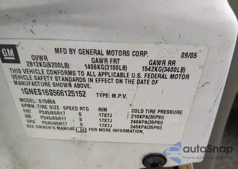 2006 Chevrolet Trailblazer Ext Ls z USA, uszkodzony, nr VIN 1GNES16S566125152